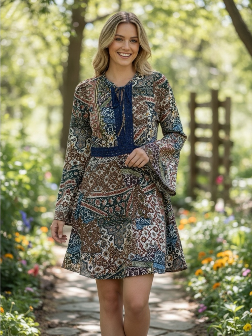 🫶🏻 Solemio Boho Patchwork Dress